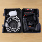 Outdoor cleaning spray gun with long flexible hose and multi-mode nozzle