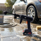 Rechargeable spray gun with high-pressure adjustable nozzle for car wash