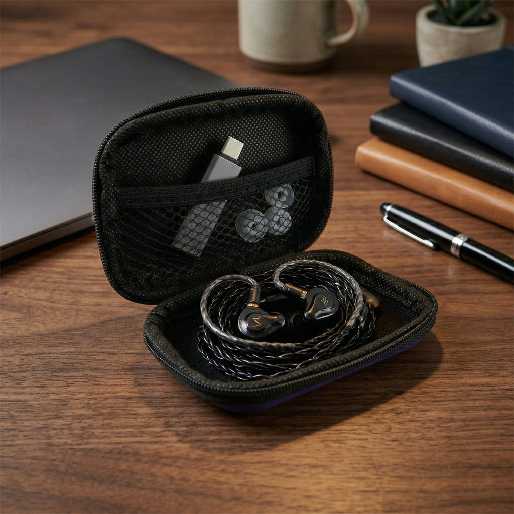 Compact portable earphone case with zipper for gadgets