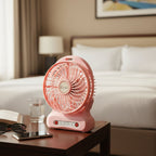 Portable desk fan shown with USB connection cable
