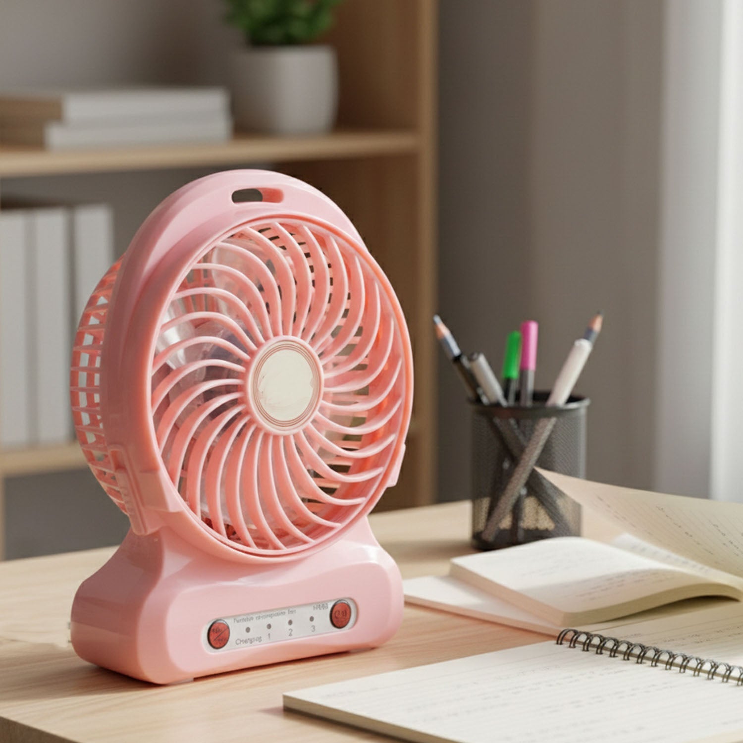 USB powered portable desk fan with adjustable speed control