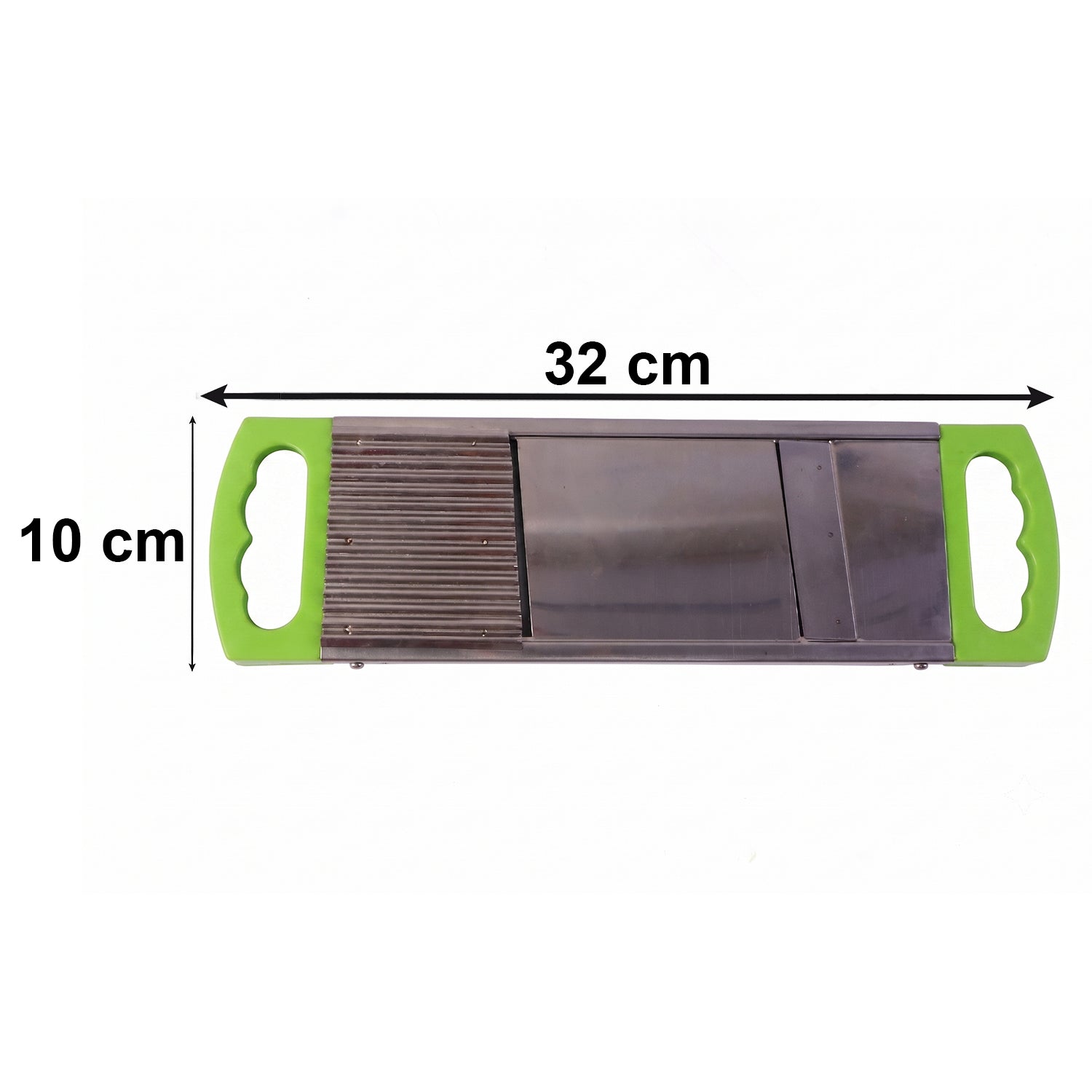 A top-down view of the potato slicer, showcasing its sleek design and portability.