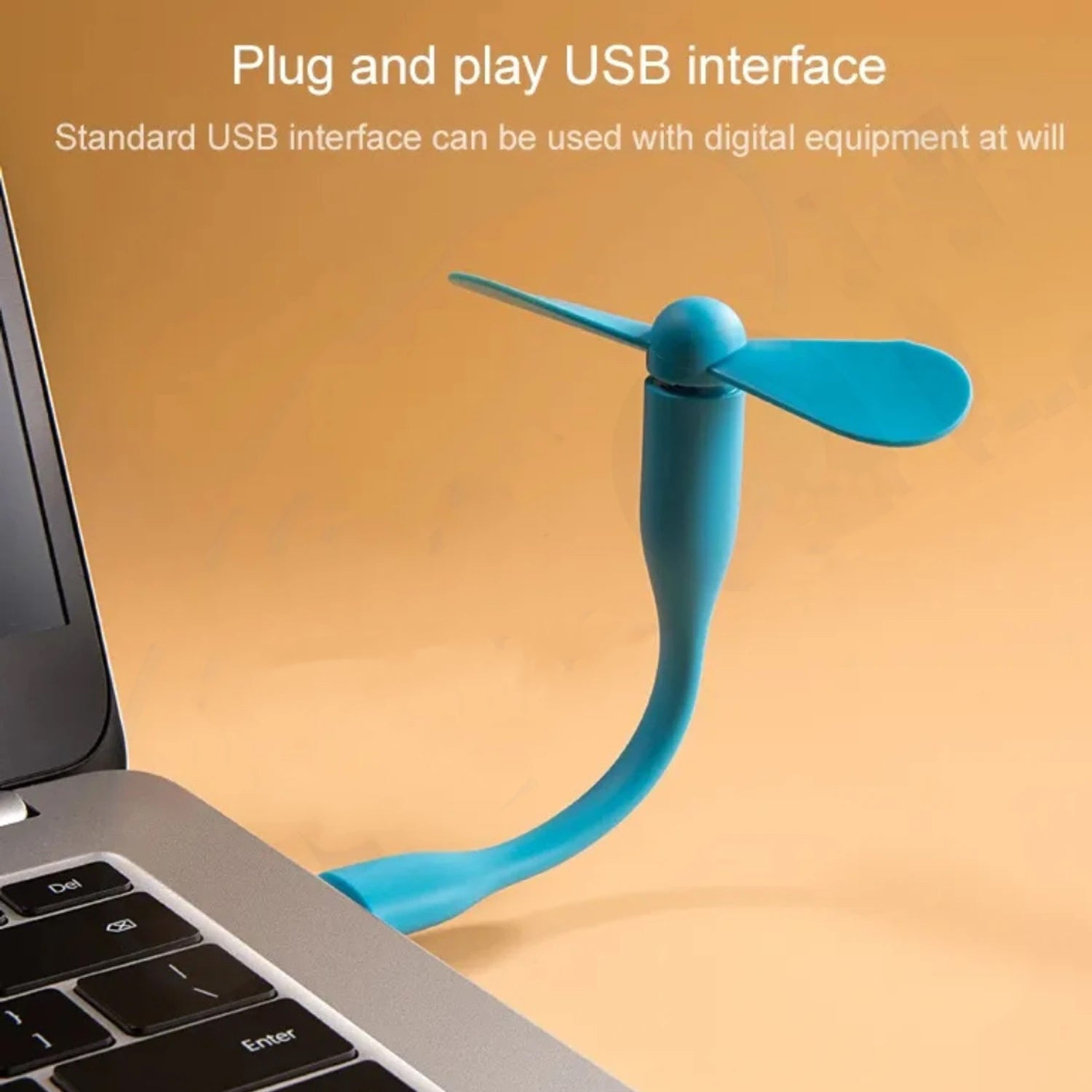 Compact portable USB fan in use for personal cooling