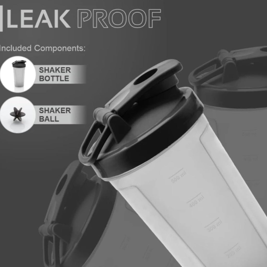 Ergonomic grip of the 500 ml plastic gym shaker bottle for comfortable handling
