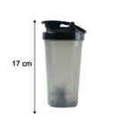Size comparison showing dimensions of 500 ml gym shaker bottle