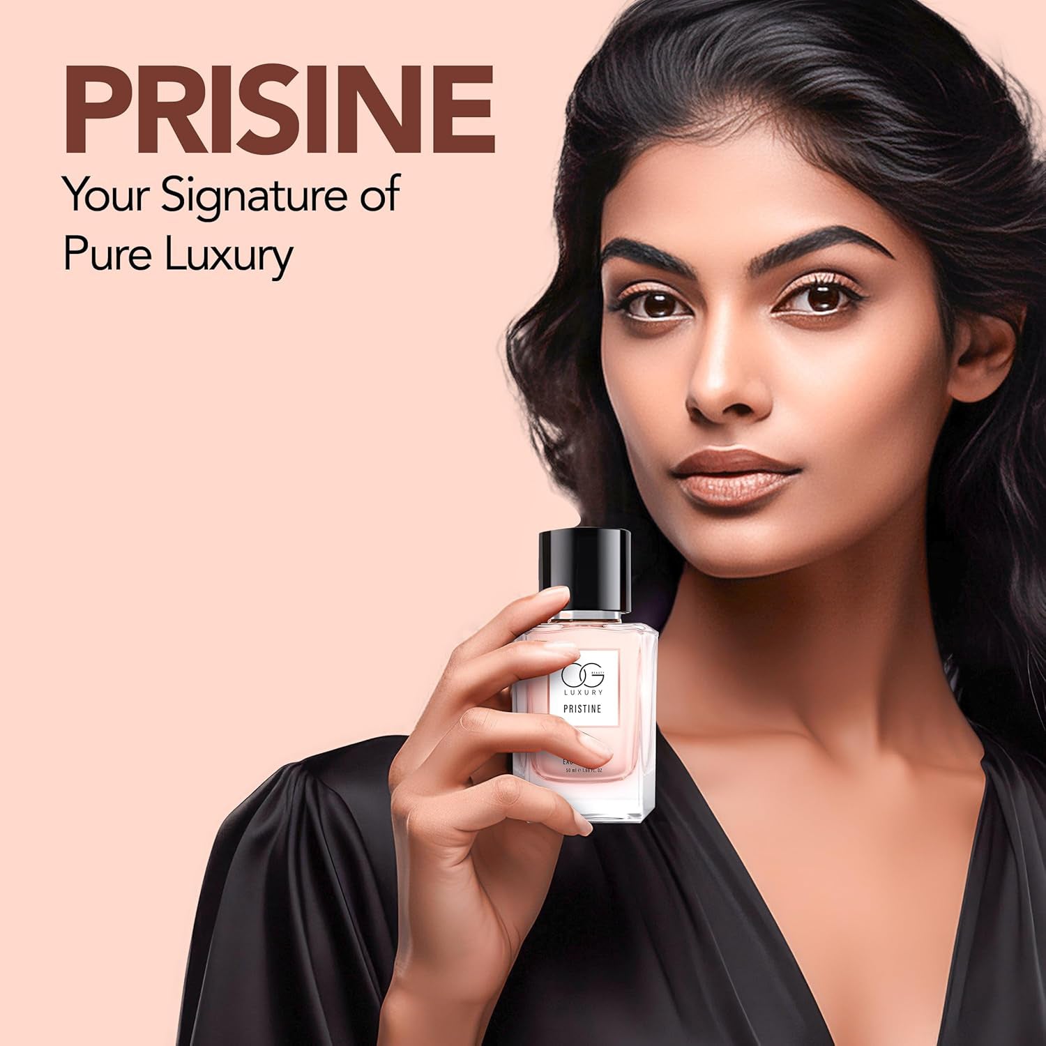 Close-up of Pristine Eau De Parfum liquid spray bottle for women