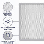 Large Ironing Press Net in use preventing scorch and shine on fabric