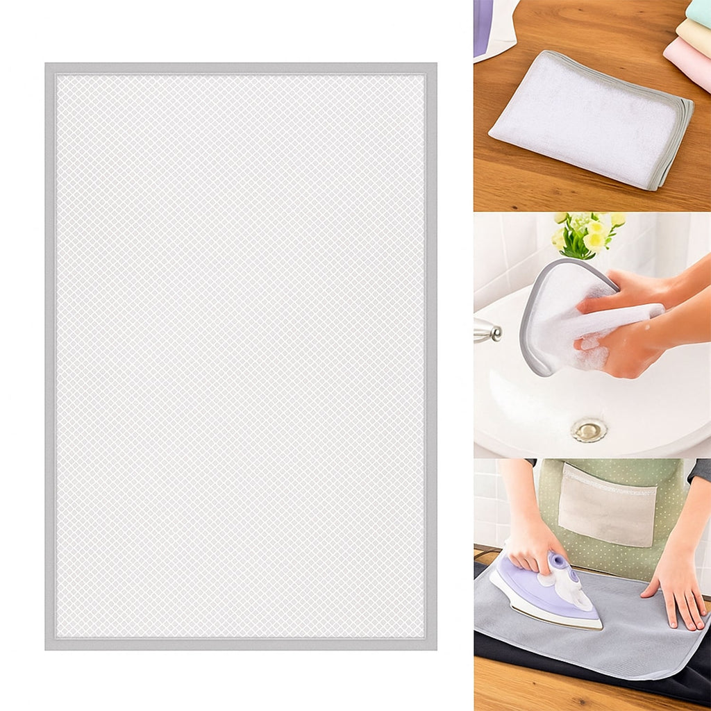 Transparent ironing press net covering fabric to prevent ironing damage