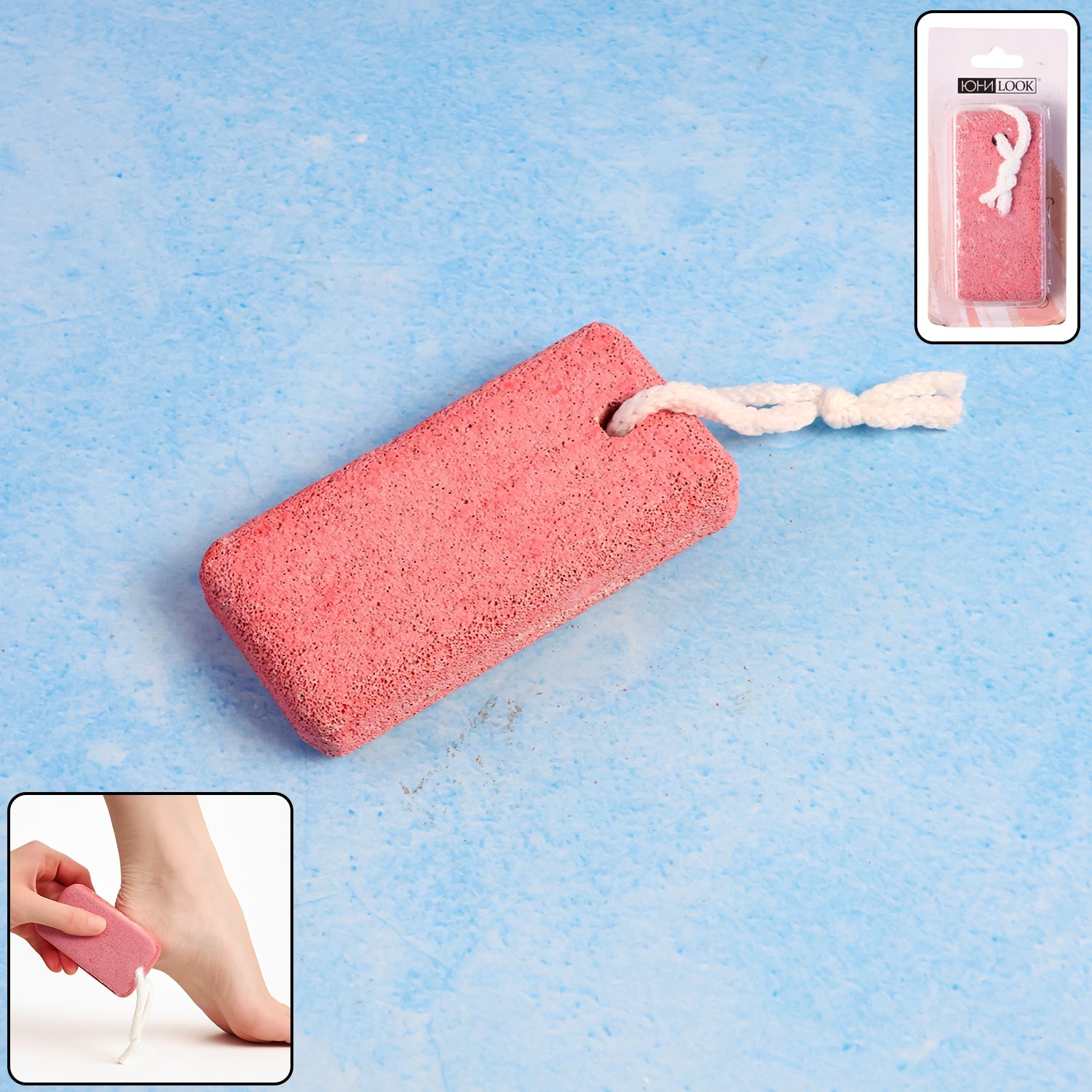 Rectangular foot pumice stone with natural texture for dead skin removal