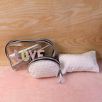 Detailed look at the cosmetic bag pouch from the 3-in-1 makeup set