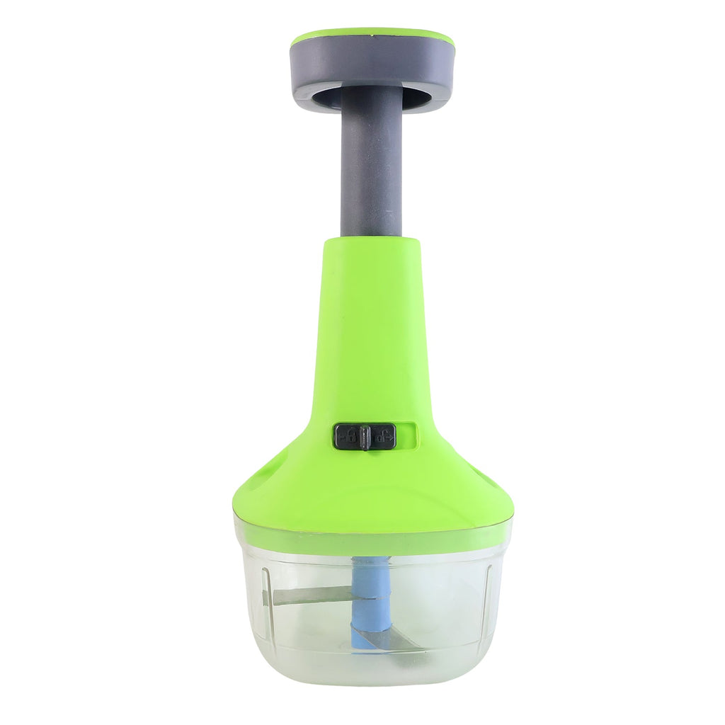 Close-up of vegetable chopper featuring sharp blades and non-slip base