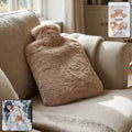 PVC hot water bag with soft fur cover for pain relief and warmth