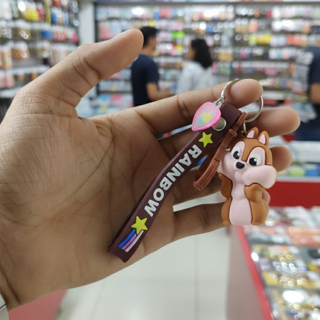 Soft flexible silicone animal keychain hanging as a stylish bag accessory
