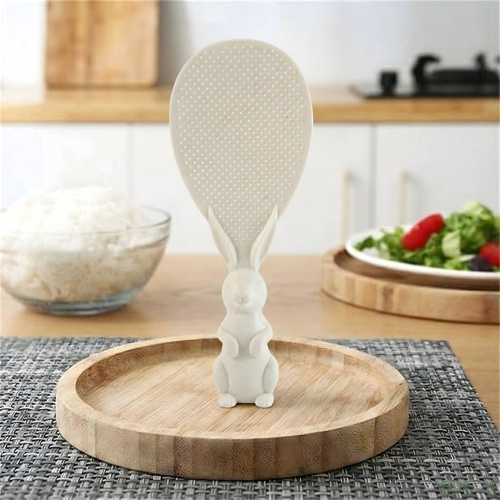 Rice serving spoon featuring ergonomic bunny handle