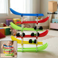 Colorful kids car racing track toy with mini cars