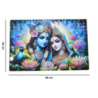 Size chart for Radha Krishna wall frame, dimensions displayed