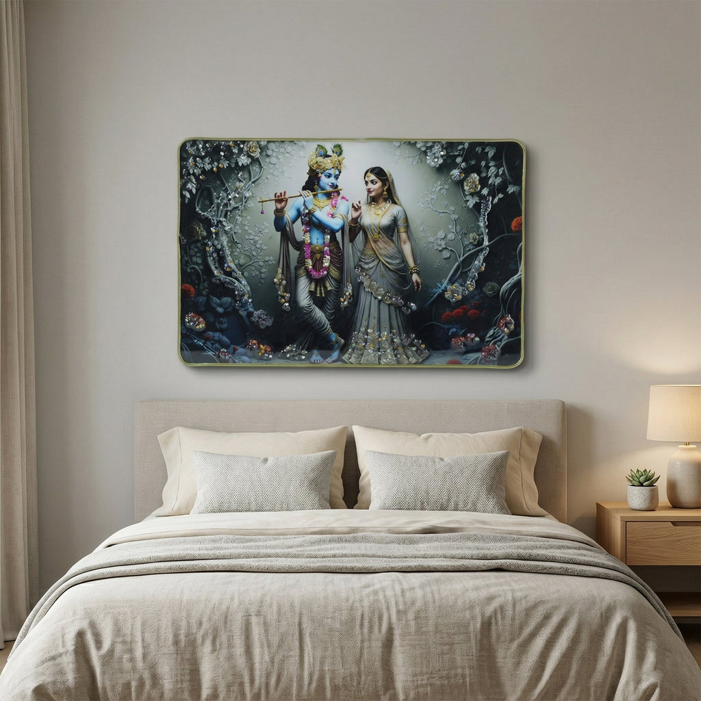 Spiritual Radha Krishna wall frame suitable for living room or temple