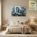 Radha Krishna divine wall art framed in wood for home decor