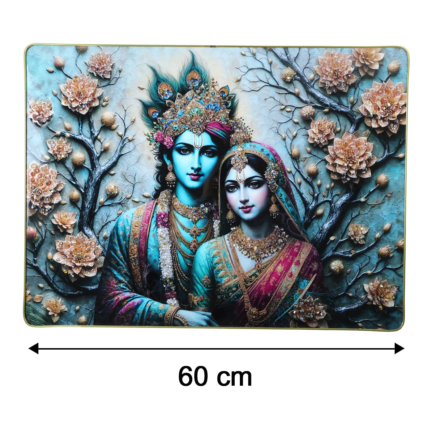 Large spiritual Radha Krishna wall decor for home and temple