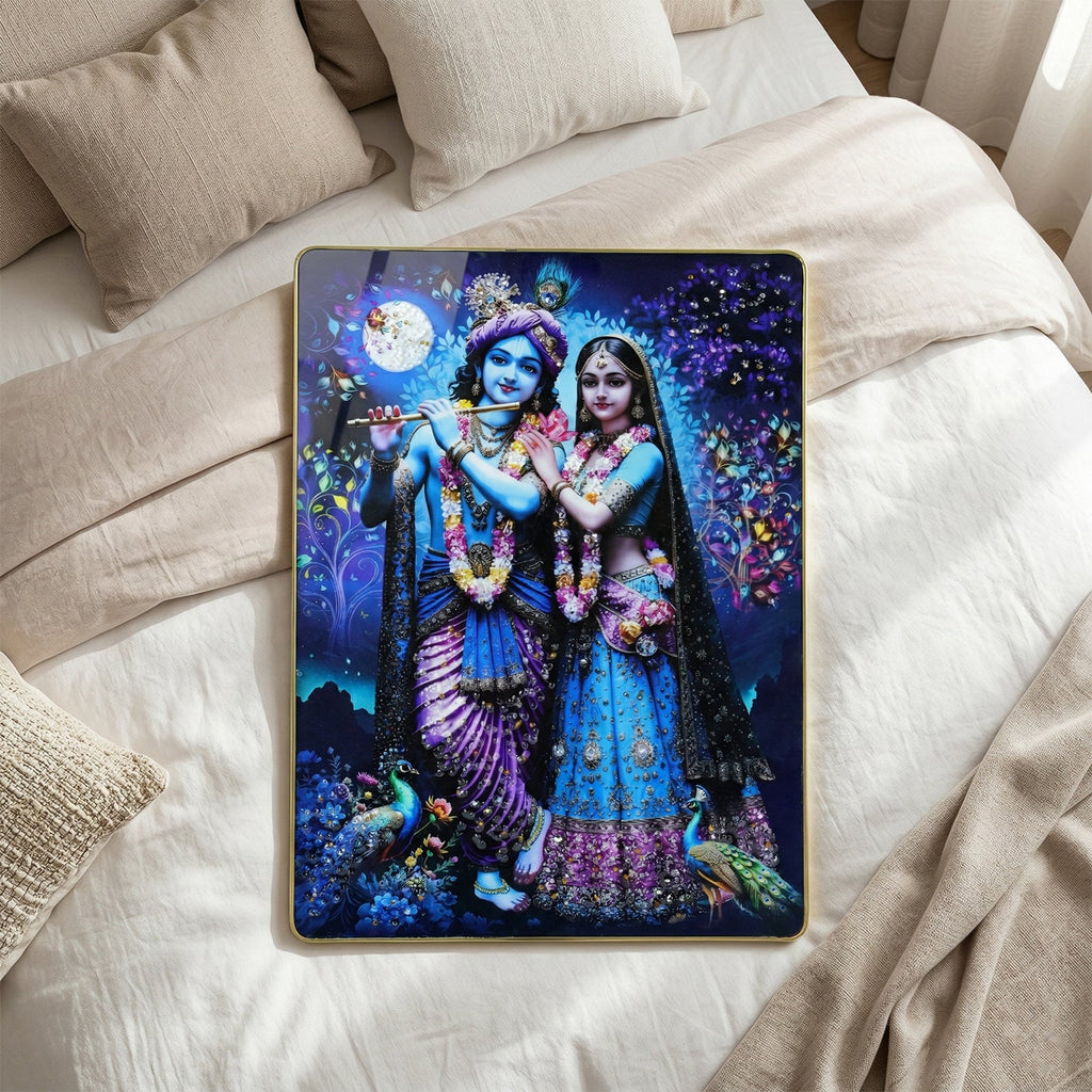 Beautiful Radha Krishna moonlight artistic painting