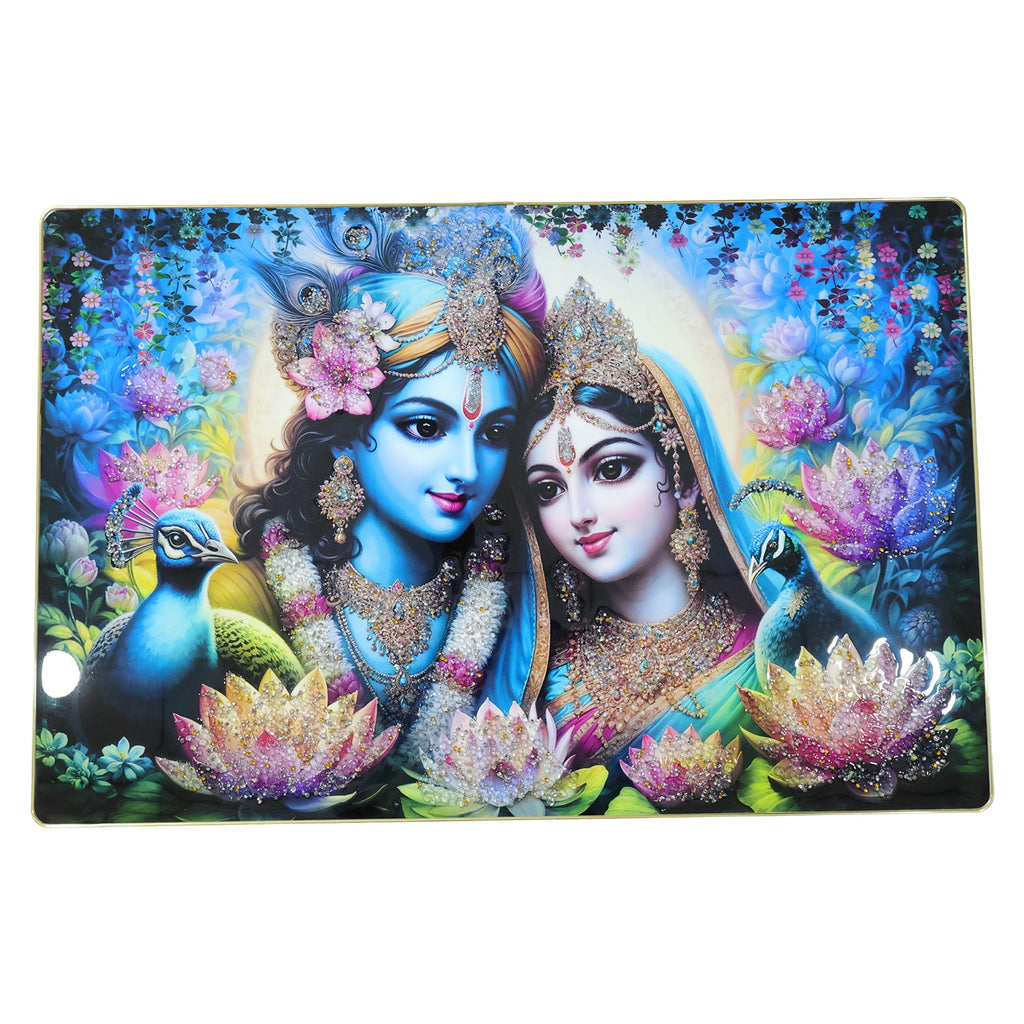 Religious Radha Krishna wall frame painting, spiritual home decor