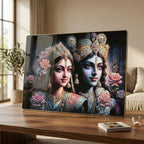 Spiritual wall art frame with Radha Krishna design