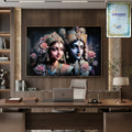 Radha Krishna artwork in royal wall frame, ideal spiritual home decor