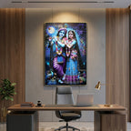 Vibrant Radha Krishna wall art with traditional design