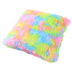 Square rainbow cushion pillow with colorful plush fabric