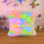 Rainbow cushion pillow showcasing soft, fluffy plush fabric