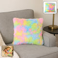 Soft plush rainbow cushion pillow with vibrant multicolor pattern