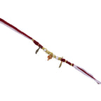 Ganesh Ji charm rakhi with feather dangles on beaded thread