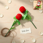 Artificial rose ring box set showing 2 flower-shaped ring holders with stems for wedding proposals in India