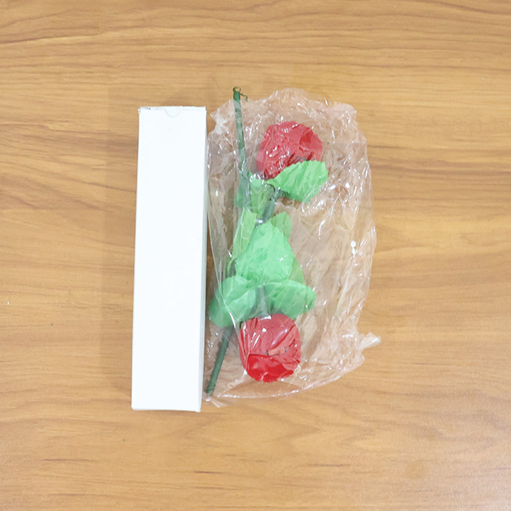 Back view of flower ring presentation box featuring decorative stem and flower casing in India