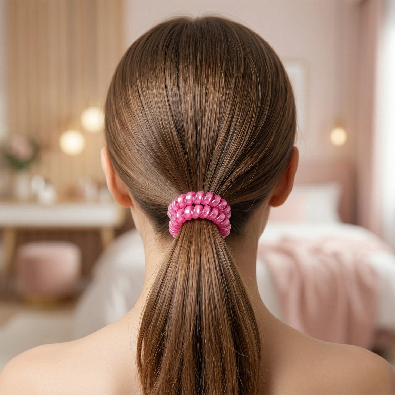 Plastic spiral hair tie, lightweight and flexible for women and girls