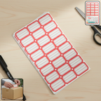 Pack of 50 sheets self-adhesive red and white label stickers