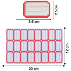 Sheet layout of self-adhesive packing label stickers in red and white