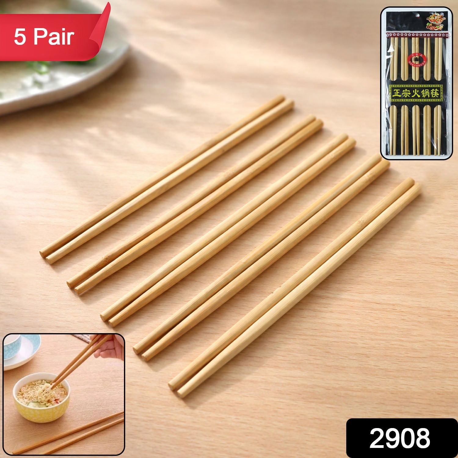 Lightweight bamboo dining chopsticks for sushi and ramen meals