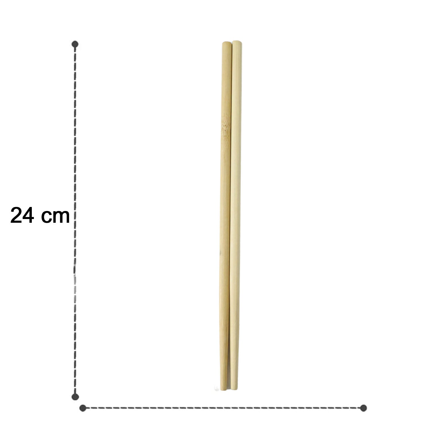 Length comparison image of 24 cm bamboo chopsticks