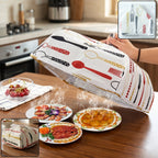 Small size reusable food cover folded and ready for kitchen use