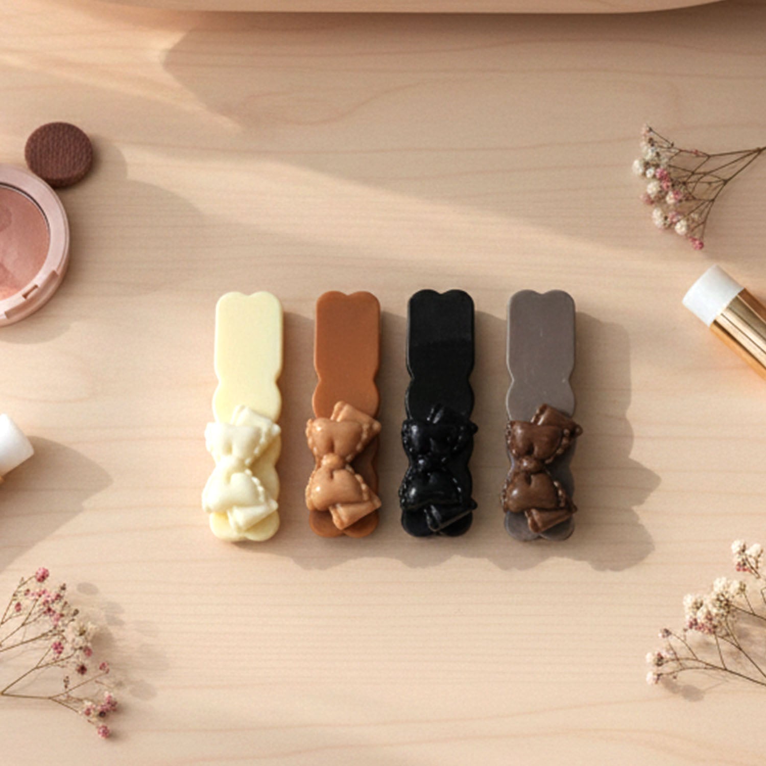 Set of elegant bow hair clips for girls and women styling