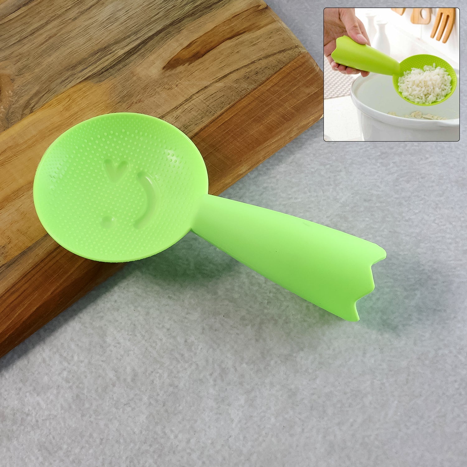 Non-stick rice serving spoon with textured anti-slip surface for easy scooping
