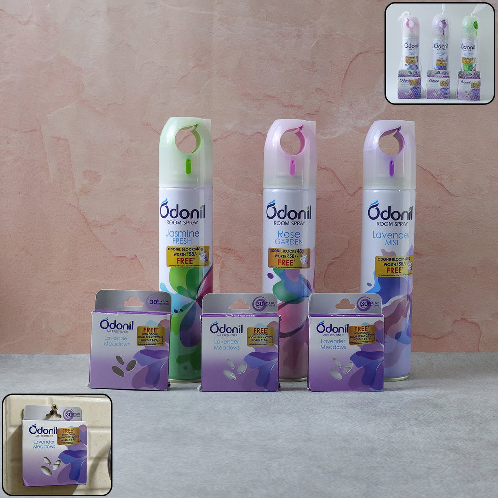 Multi-fragrance room spray and solid air freshener set