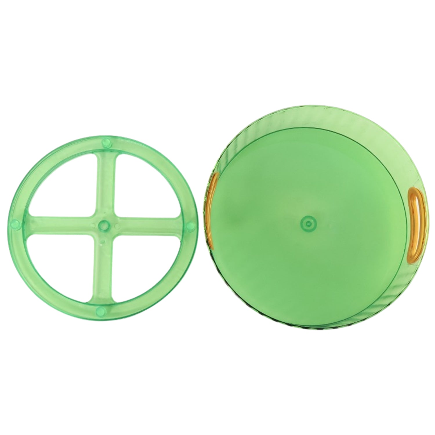 Close-up of the rotating storage rack showcasing its smooth swivel base.