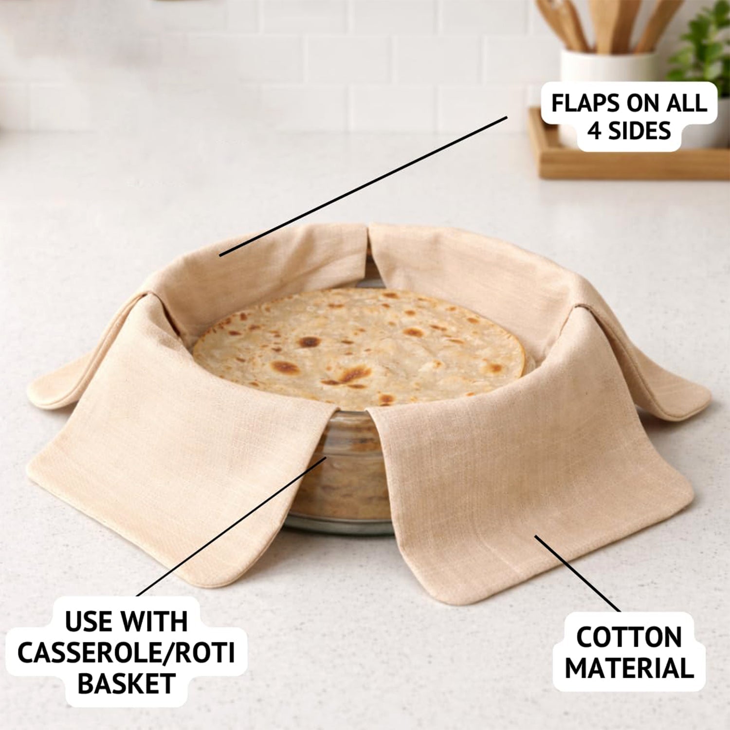 Close-up image of soft breathable pure cotton cloth for roti