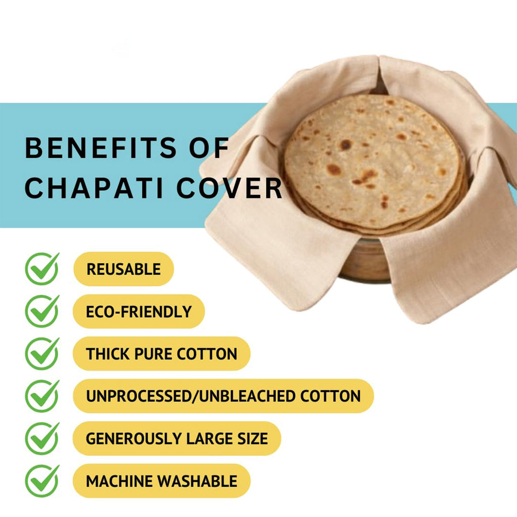 Foldable cotton roti cover cloth laid out flat showing size