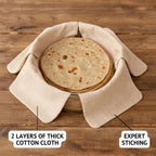 Fresh rotis covered with breathable cotton roti cloth