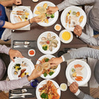 Disposable round plate designed for easy food presentation