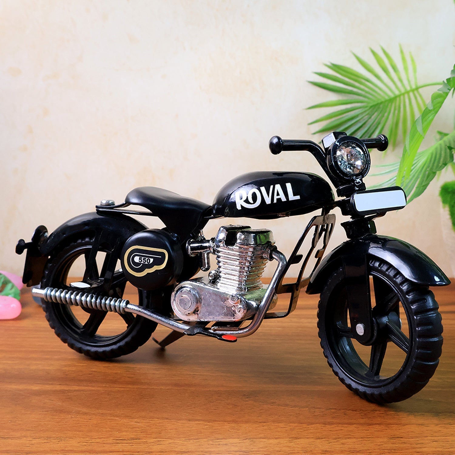 Metal bullet bike miniature toy side angle showing realistic features