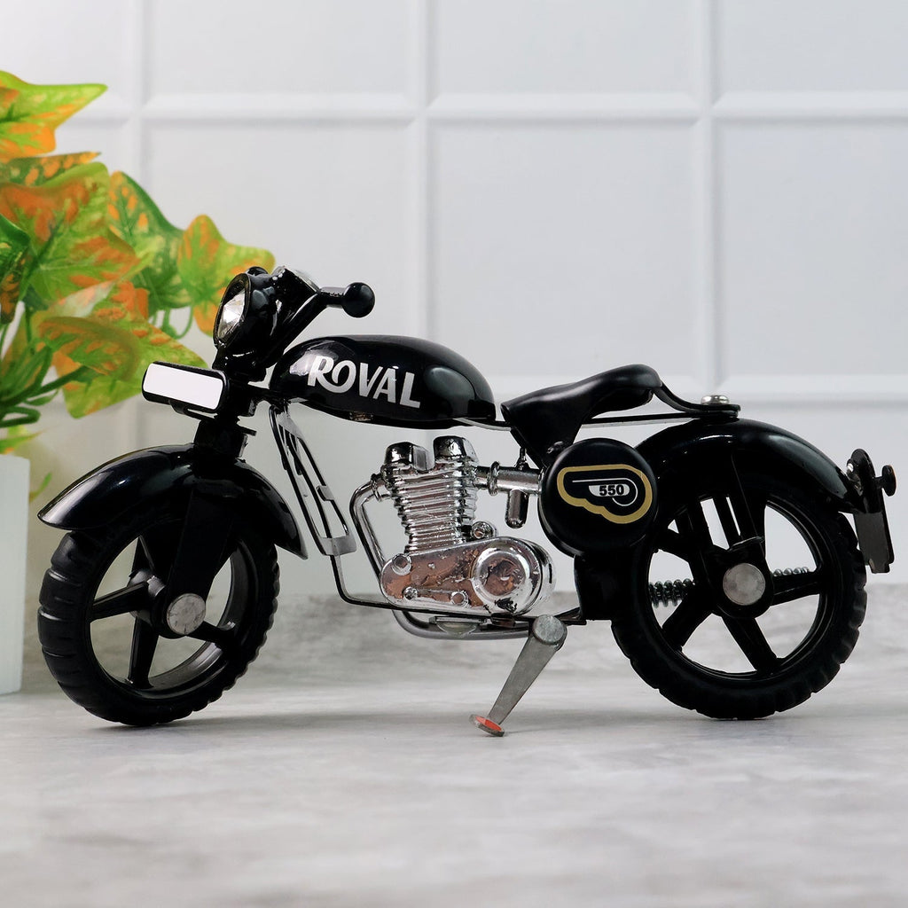 Close-up of bullet bike toy miniature model metal body and wheels